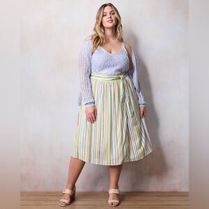 🌺 Lauren Conrad Striped Multi-Color Midi Skirt